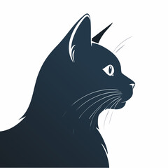 A cute black cat silhouette vector illustration with funny eyes and tail