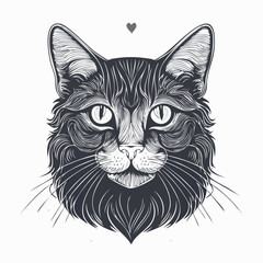 Cute black kitten feline domestic pet illustration vector cartoon art drawing with heart eyes and funny tail sketch design