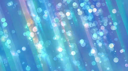 Blue sparkling light background with glowing bokeh and glittering rays creating magical effect