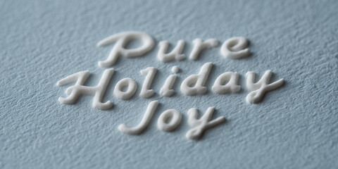 Pure holiday joy white 3d lettering on soft blue paper texture festive message warm seasonal greeting design