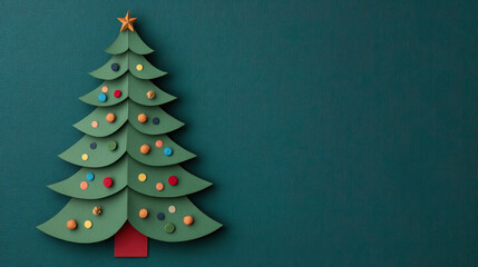 Paper christmas tree layered paper tree folded paper branch festive decoration green tree holiday ornament colorful dot craft design handmade art winter season paper christmas tree with folded