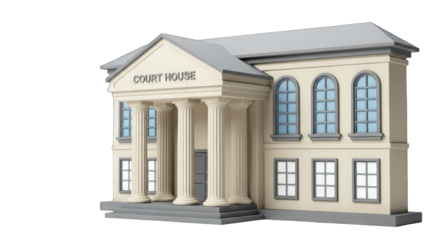 Court House Building Illustration on White Background