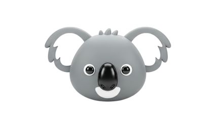 Cute Cartoon Koala Head on White Background