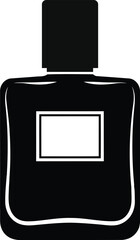Perfume bottle black silhouette illustration elegant fragrance container design element luxury cosmetic product packaging beauty fashion aroma template on transparent background