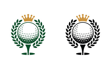 Royal Golf Club Championship Emblem elegant sporting badge showcasing crown and laurel wreath perfect for high end golf championships exclusive academies luxury branding and vector illustration