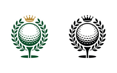 Royal Golf Club Championship Emblem elegant sporting badge showcasing crown and laurel wreath perfect for high end golf championships exclusive academies luxury branding and vector illustration