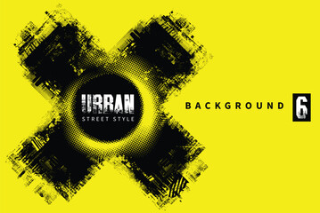 Abstract vector banner on the theme of urbanism, street art, digital technology and photo studios against the background of the architecture of a city, pixels.T-shirt design, poster. No AI used