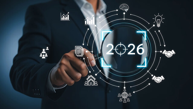 Business Planning 2026 Strategy Goal Setting Technology Interface - Powered by Adobe