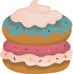 Double-layer donut with whipped cream 