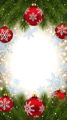christmas background with christmas tree branches and balls