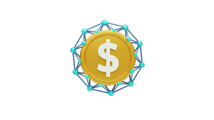 Dollar Coin Surrounded by Network - Digital Currency Concept