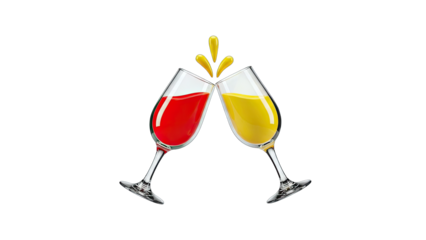 Cheers with Wine Glasses: Toasting Celebration on White