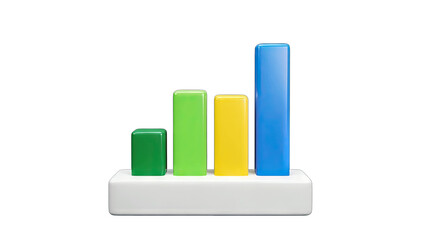 Colorful Bar Graph Rising on White Background