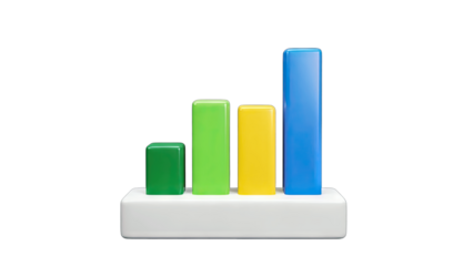 Colorful Bar Graph Rising on White Background