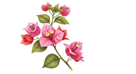 Vibrant Pink Bougainvillea Tropical Flower Botanical Watercolor Illustration Design Element