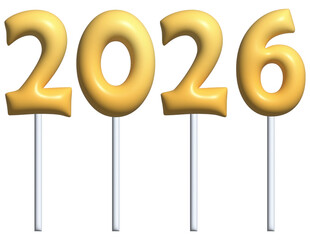 2026 Numbers Balloon Sticks. Happy New Year. 