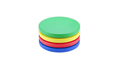 Colorful Stacked Discs on White Background