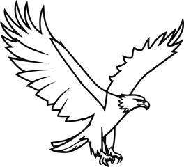 Bold single-stroke outline of a soaring eagle with wide wings, minimal geometric balance