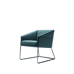 Teal armchair with metallic frame blue green