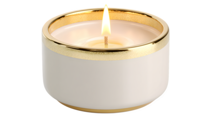 Elegant Cream and Gold Candle, isolated on transparent background