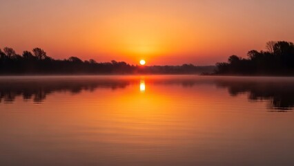 Sunset over calm water