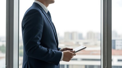 businessman using tablet computer