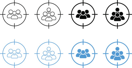 target people icon set. Marketing audience symbols. Demographic targeting and strategy signs. Customer demographic graphic design
