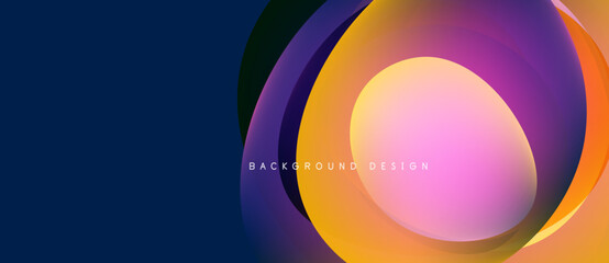 Abstract colorful layers create dynamic visual effect. Gradient hues blend, forming circular shapes, modern design element.