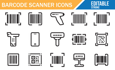Retail and inventory management barcode outline icons.