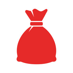Red money bag icon on white background