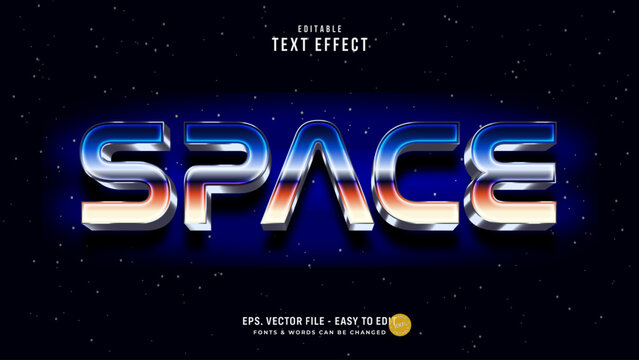 Sci-Fi Chrome Metallic Space 3D Editable Text Effect