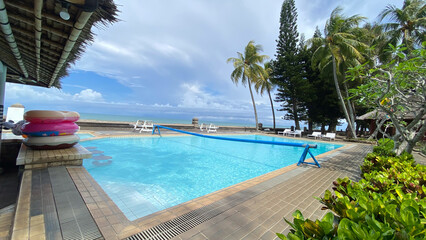 Beautiful swimming pools at beachfront hotels and resorts