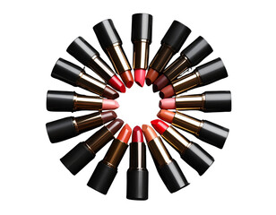 Sleek black lipstick collection on a dark backdrop  