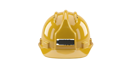 Glossy bright yellow safety hard hat essential worker protection equipment for construction industry job site personal