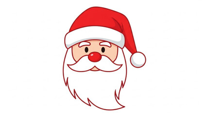 A cartoon illustration of santa clauss face with a red hat and white beard