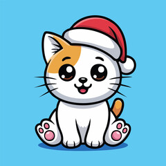 Kawaii Cat Character Christmas Illustration
