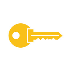 Simple yellow key icon on white background