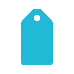 Simple blue label icon on white background