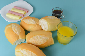 Brazilian bread pao frances on a minimalist table setting