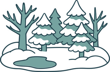  winter landscape vector natural art illustrator