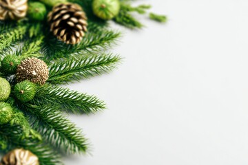 Winter Design for New Year Card with Decorations and Pine Cones