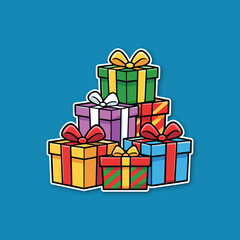 Christmas Gift Boxes Stack Cute Illustration