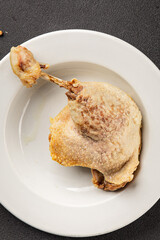 Duck leg, boiled meat, poultry cooked meat healthy food, main course ingredient appetizer fresh tasty table setting gourmet food background on the table, rustic food top view copy space