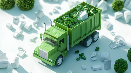 green garbage truck