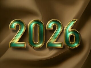 Green Metallic Numbers Representing New Year Celebration 2026
