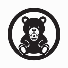 Teddy Bear With Pacifier Logo Vector Isolated On White Background
