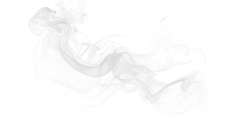 Abstract ethereal white smoke wisps gracefully swirling on dramatic black background Dynamic flowing vapor texture art