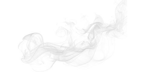 Dynamic white smoke swirling on pure black background abstract flowing vapor texture ethereal mist design element