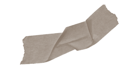 Brown abstract folded paper ribbon with minimal design on white background