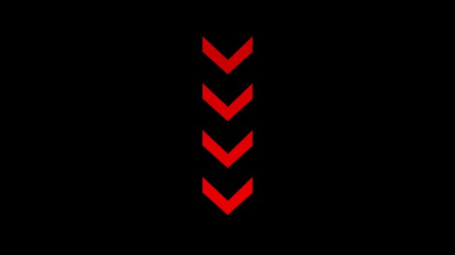 Stacked Red Downward Arrows on Black Background direction